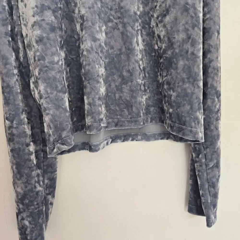 Gap Kids Girl Crushed Velvet Tee Cropped Blue Long Sleeve Size XXL Fall Winter